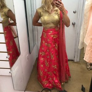 Gold and pink lehenga choli